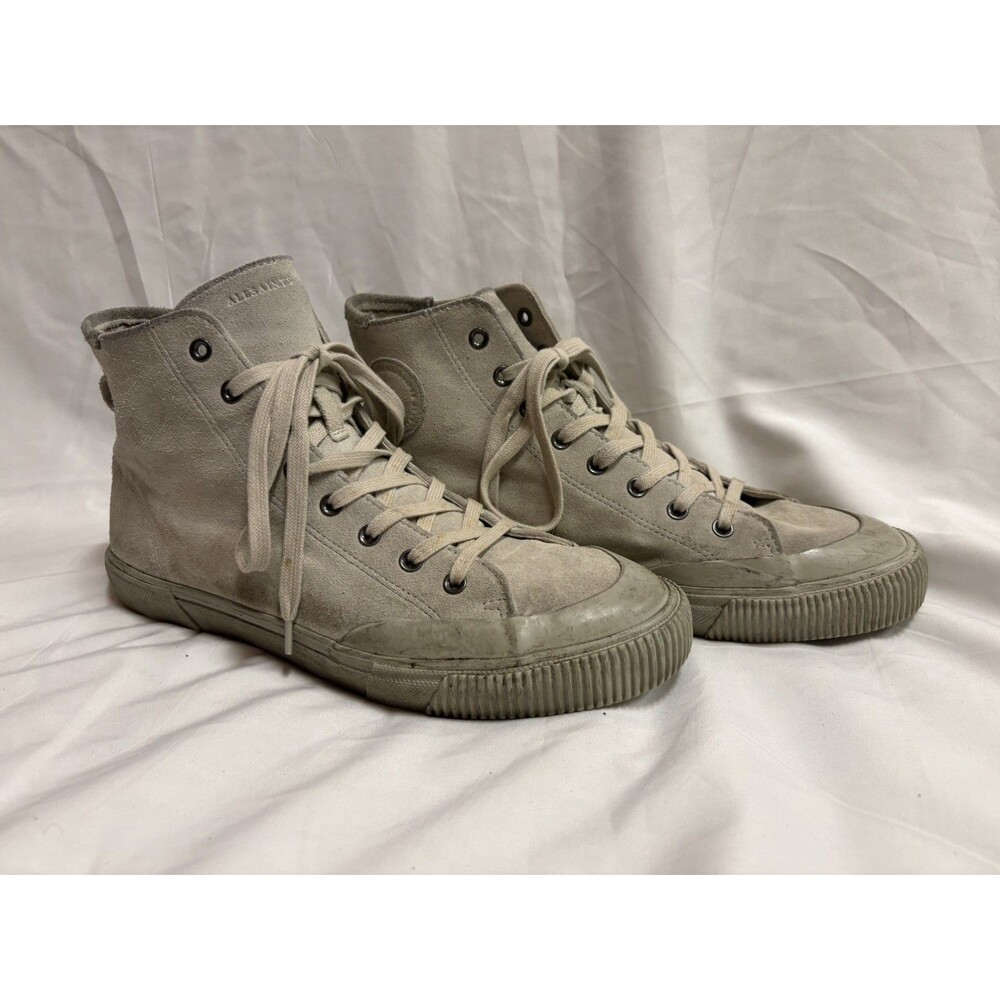 All Saints Dumont Sneakers Shoes Chalk White High Top Suede Size 11